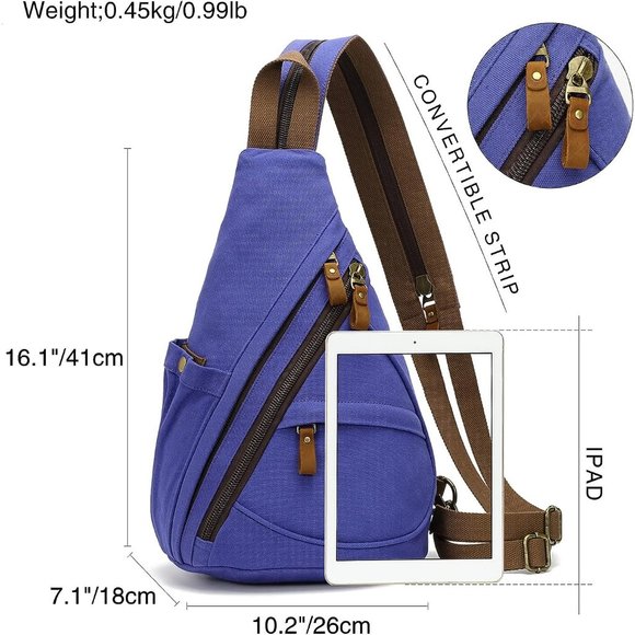 Women Small Casual Canvas Sling Crossbody Shoulder Backpack